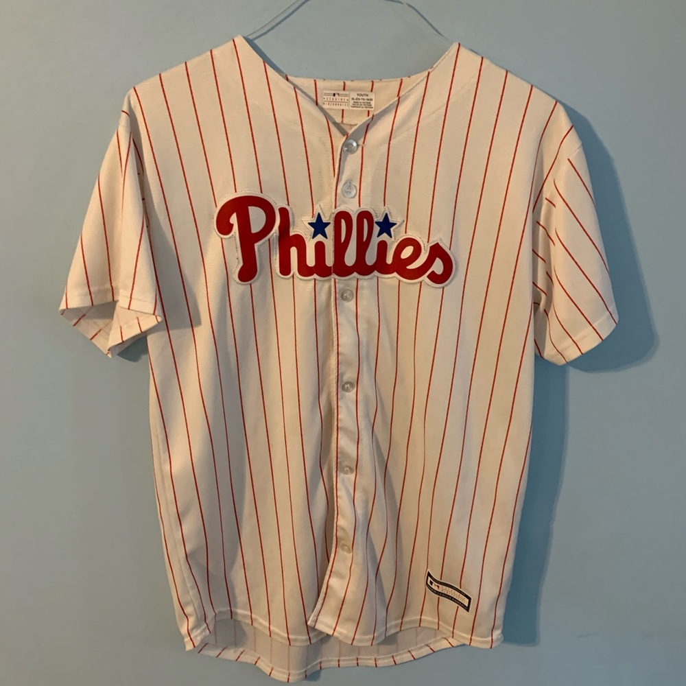 MLB Phillies Jersey Size Kids XL Color White & Red